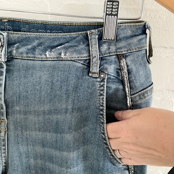 Anthropologie x Sandwich Denim jeans Y2K Comfort fit Silver stripes Mid wash 2 - Picture 6 of 13